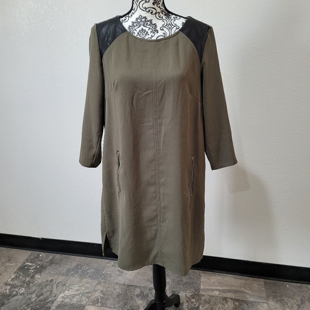 H&M olive green tunic shirt dress‎